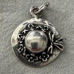 Easter Bonnet / Floral Hat Vintage Charm Sterling Silver Three-Dimensional